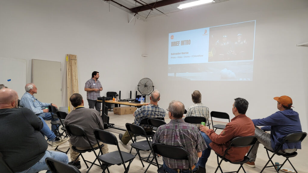 Proejctor in sue during a meeting in studio B