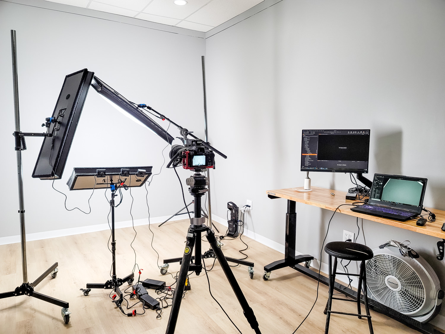 Creative studio A setup with tether table, and constant lights
