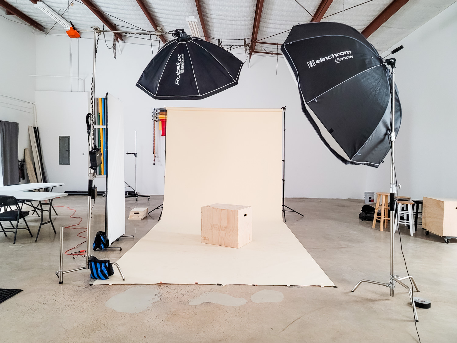 Set up for a Commercial photography shoot in studio B 