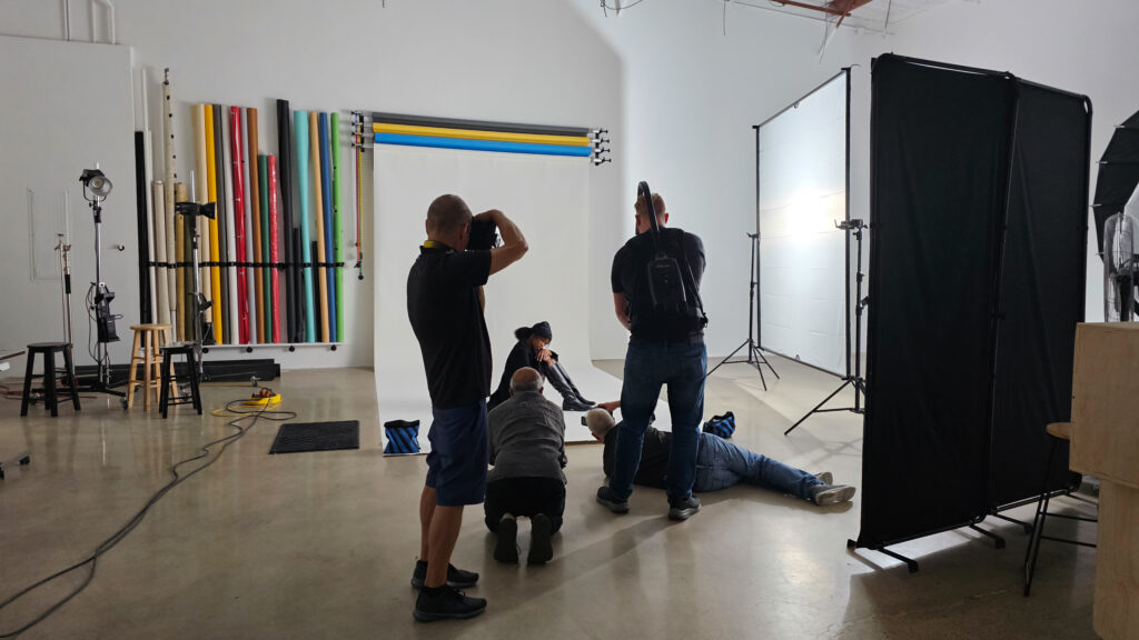 Commercial Fashion Shoot in Studio B with photographer videographer and BTS photographer